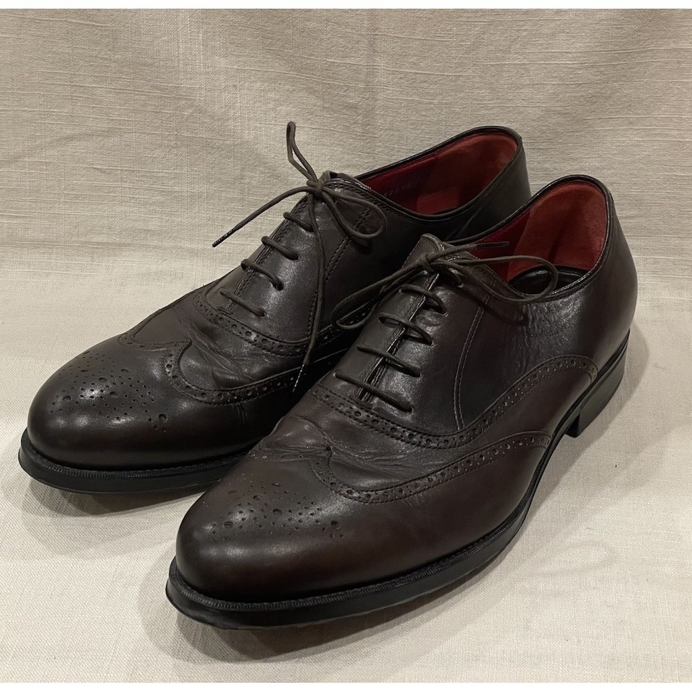 BARRETT Oxford Dark Brown Leather Full Brogue Wingtip Dress Shoes Men's Sz 10.5 - Picture 2 of 16